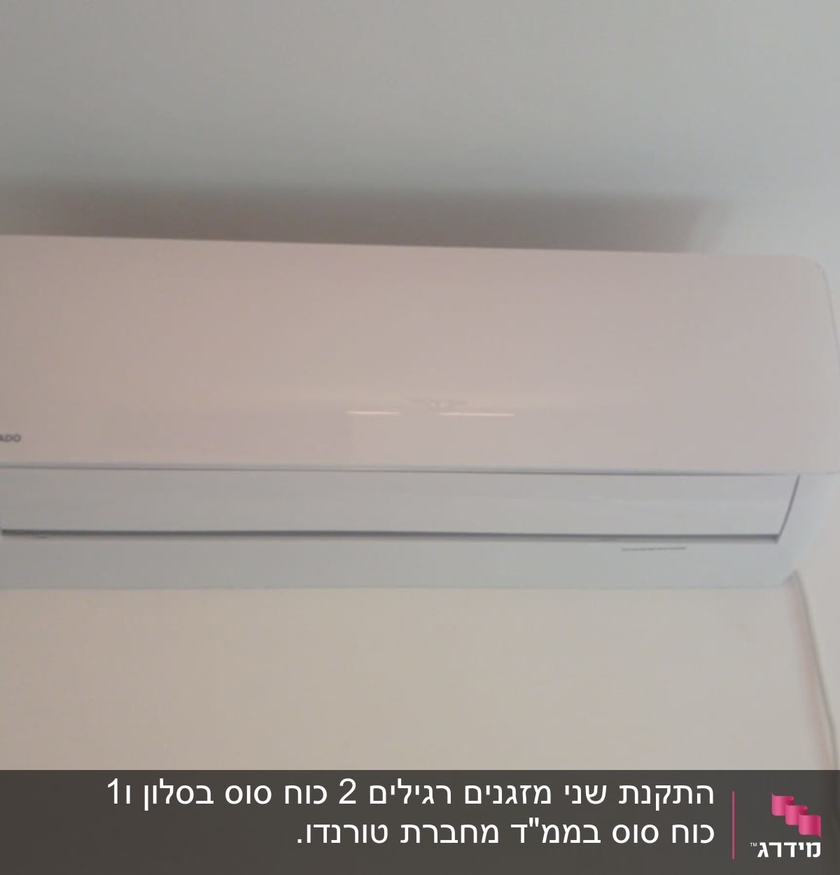 מזגן קיר לבן מותקן על קיר לבן
